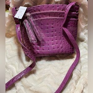 Purple mock alligator tote handbag NWT